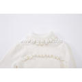 Girl's Knitted Ruffle Lapel Collar Chest Featured Pullover